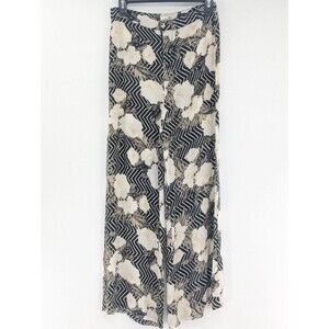 Amuse Society Tropical Floral High Rise Wide Leg Brown Black Pants Size Small